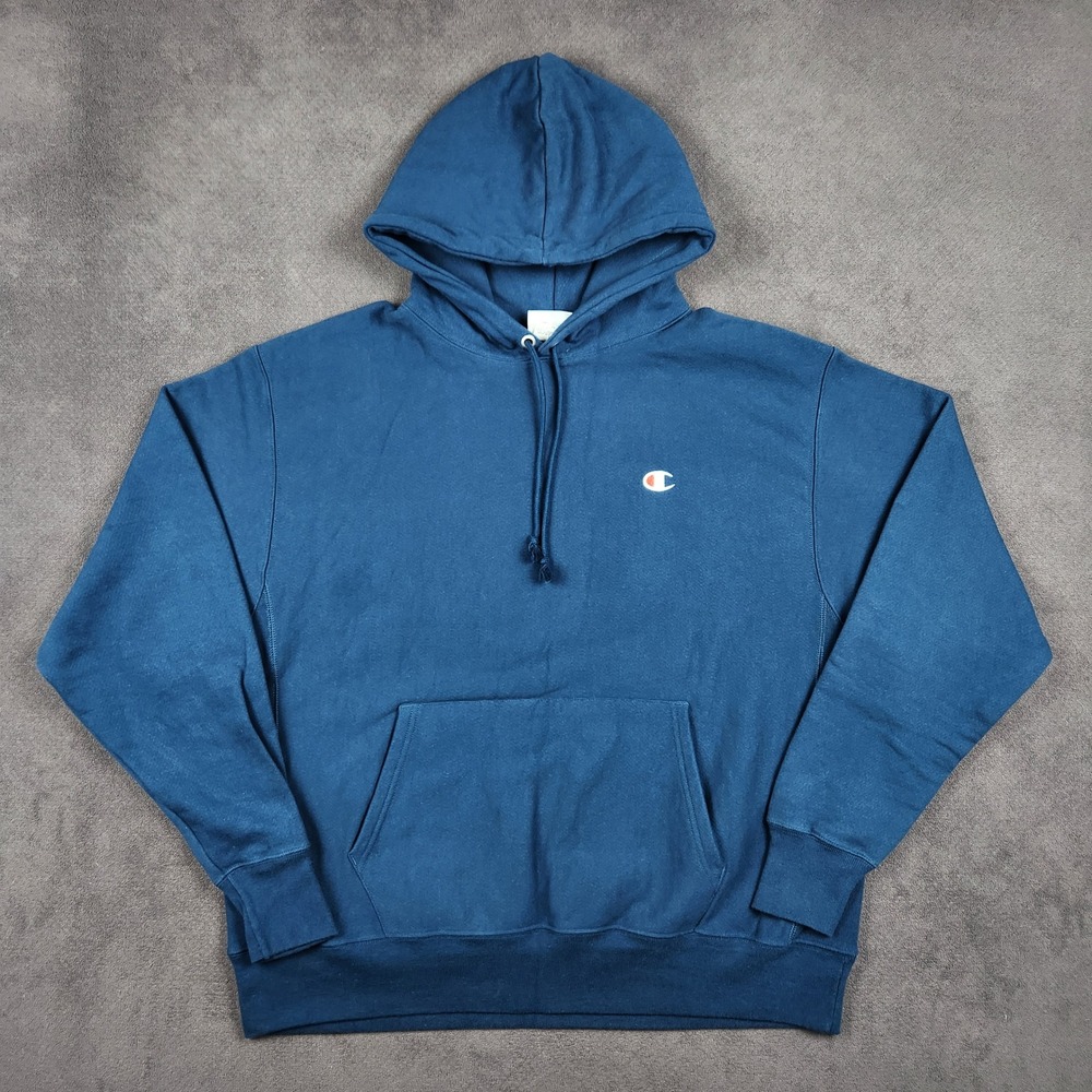 Champion Reverse Weave Hoodie Mens XL Teal Blue Blank Pullover Heavyweight GF68